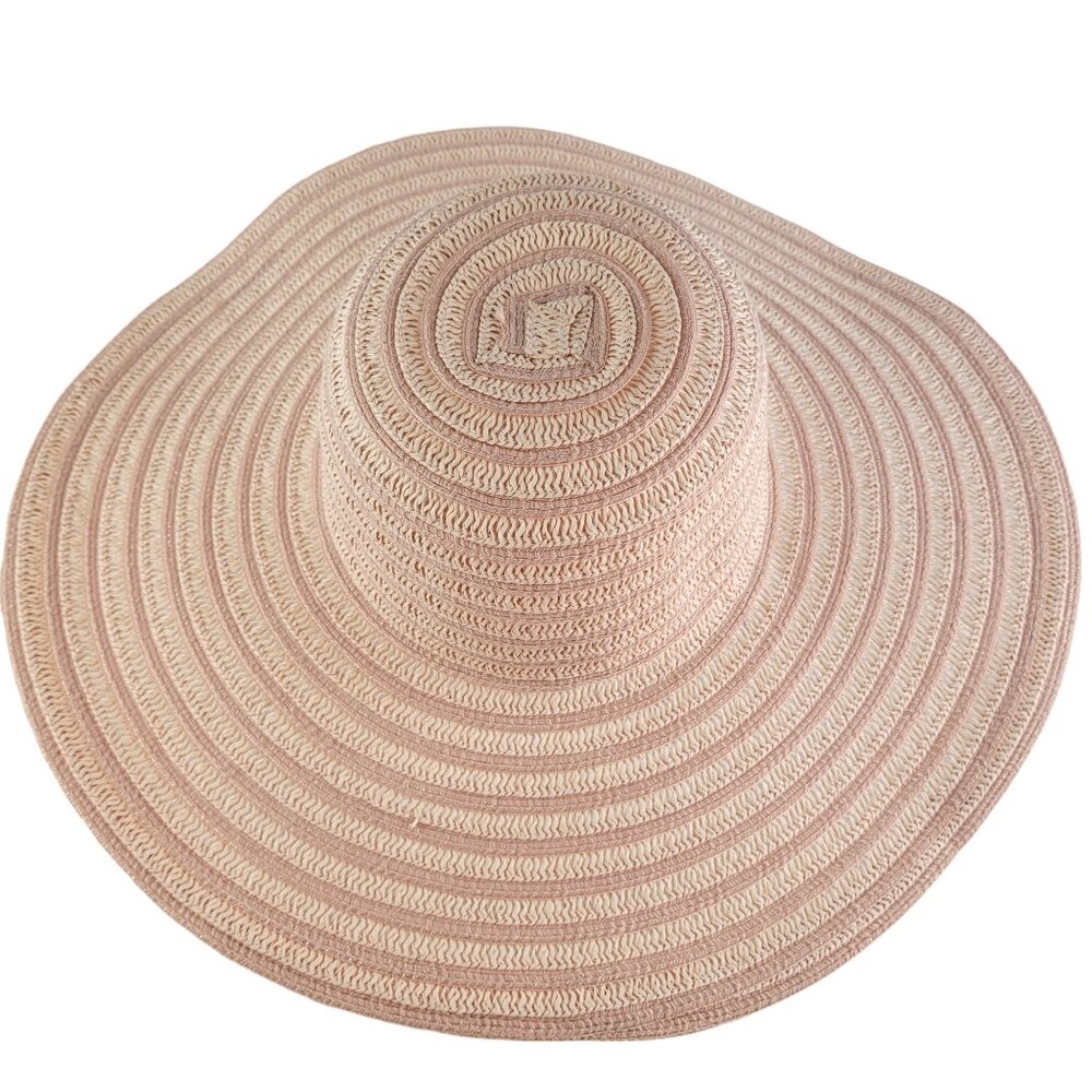 Jaclyn Smith Sun Hat Women's OS Pink Striped Wide Brim Beach Pool Summer Casual - Picture 5 of 10